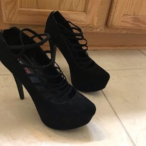 Black Suede platform 4 inch heels